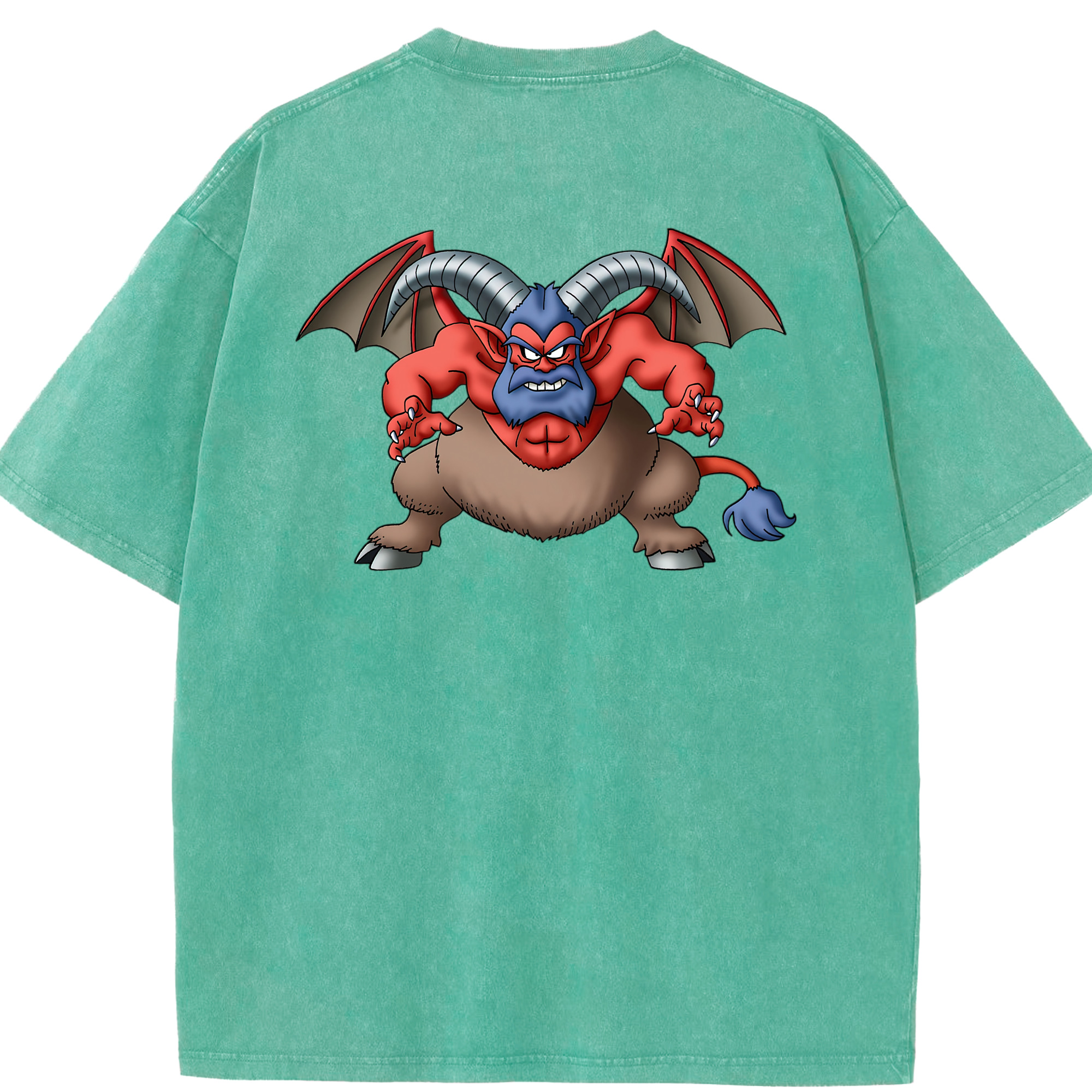 （画像用） ドラゴンクエスト Doragon Kuesuto Dragon Quest 綿100% ヴィンテージ風 半袖Tシャツ（背面プリント）
